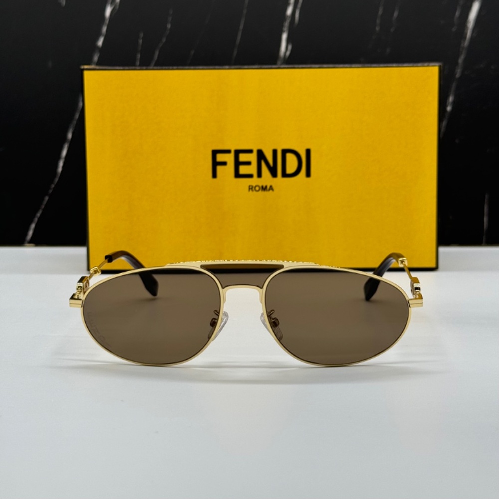 NEW FE40072U 30E FENDI GOLD BROWN OVAL UNISEX FENDI SUNGLASSES